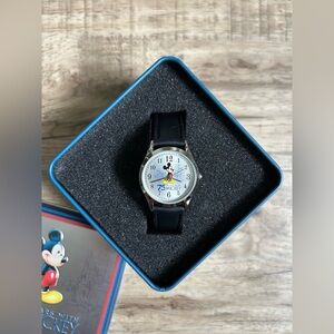 75 Years with Mickey Disney Micky Mouse Silver Watch with Black Strap